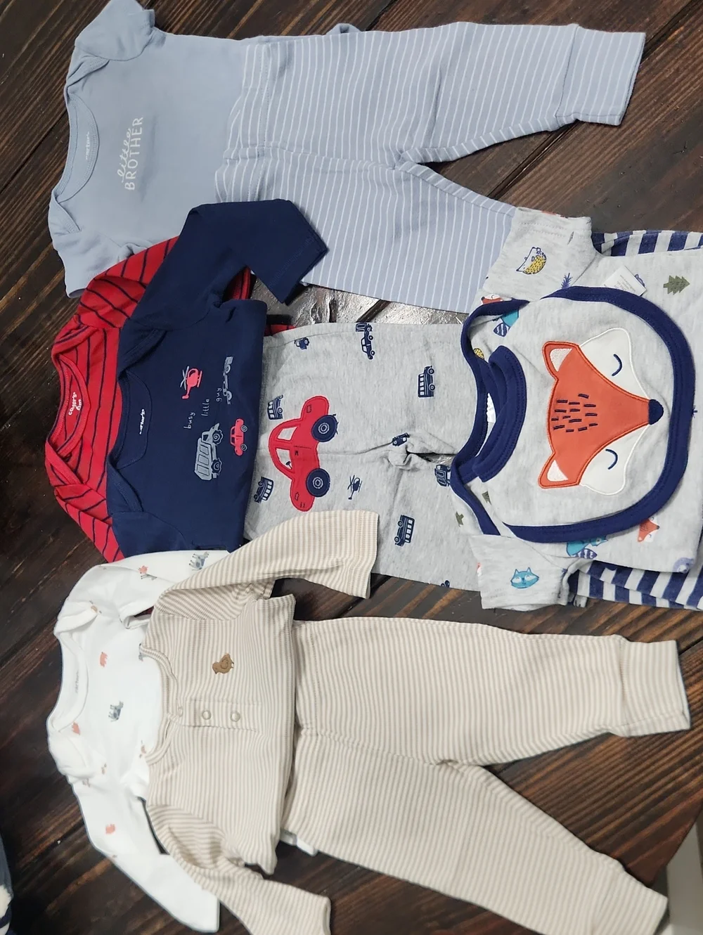 6 Month Baby Boys Multi Outfit Lot - Navy, Light Blue, Gray, Cream